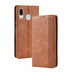 Funda de Cuero Cartera con Soporte Carcasa BY4 para Samsung Galaxy A30 Marron