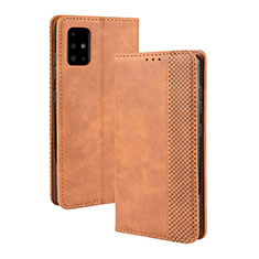 Funda de Cuero Cartera con Soporte Carcasa BY4 para Samsung Galaxy A51 4G Marron