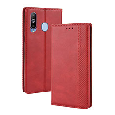 Funda de Cuero Cartera con Soporte Carcasa BY4 para Samsung Galaxy A60 Rojo