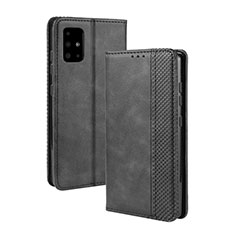 Funda de Cuero Cartera con Soporte Carcasa BY4 para Samsung Galaxy A71 4G A715 Negro