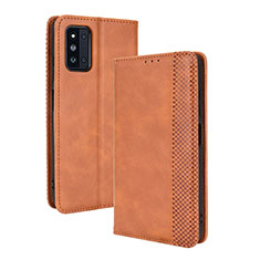 Funda de Cuero Cartera con Soporte Carcasa BY4 para Samsung Galaxy F52 5G Marron