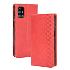 Funda de Cuero Cartera con Soporte Carcasa BY4 para Samsung Galaxy M31s Rojo