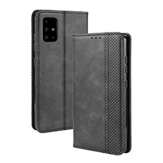 Funda de Cuero Cartera con Soporte Carcasa BY4 para Samsung Galaxy M51 Negro