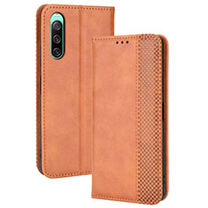 Funda de Cuero Cartera con Soporte Carcasa BY4 para Sony Xperia 10 IV SOG07 Marron