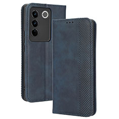 Funda de Cuero Cartera con Soporte Carcasa BY4 para Vivo V27 Pro 5G Azul