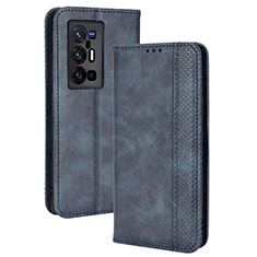 Funda de Cuero Cartera con Soporte Carcasa BY4 para Vivo X70 Pro+ Plus 5G Azul