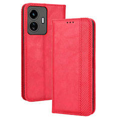 Funda de Cuero Cartera con Soporte Carcasa BY4 para Vivo Y77e 5G Rojo