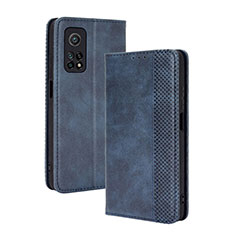 Funda de Cuero Cartera con Soporte Carcasa BY4 para Xiaomi Mi 10T Pro 5G Azul