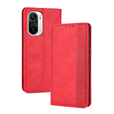 Funda de Cuero Cartera con Soporte Carcasa BY4 para Xiaomi Mi 11X 5G Rojo