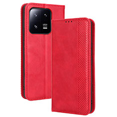 Funda de Cuero Cartera con Soporte Carcasa BY4 para Xiaomi Mi 13 5G Rojo