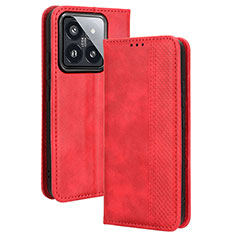 Funda de Cuero Cartera con Soporte Carcasa BY4 para Xiaomi Mi 14 5G Rojo