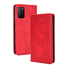 Funda de Cuero Cartera con Soporte Carcasa BY4 para Xiaomi Poco M3 Rojo