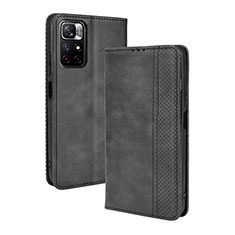 Funda de Cuero Cartera con Soporte Carcasa BY4 para Xiaomi Redmi Note 11 5G Negro