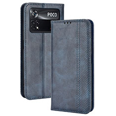 Funda de Cuero Cartera con Soporte Carcasa BY4 para Xiaomi Redmi Note 11E Pro 5G Azul