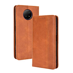 Funda de Cuero Cartera con Soporte Carcasa BY4 para Xiaomi Redmi Note 9T 5G Marron