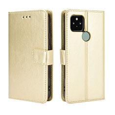 Funda de Cuero Cartera con Soporte Carcasa BY5 para Google Pixel 5 Oro