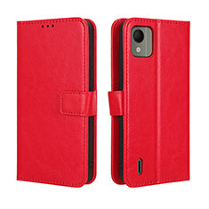 Funda de Cuero Cartera con Soporte Carcasa BY5 para Nokia C110 Rojo