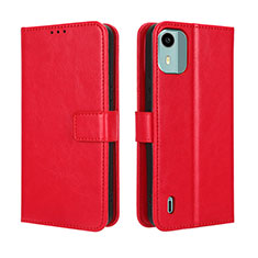 Funda de Cuero Cartera con Soporte Carcasa BY5 para Nokia C12 Rojo