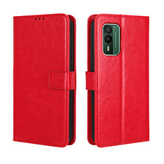 Funda de Cuero Cartera con Soporte Carcasa BY5 para Nokia XR21 Rojo
