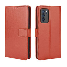 Funda de Cuero Cartera con Soporte Carcasa BY5 para Oppo Reno6 Pro 5G India Marron