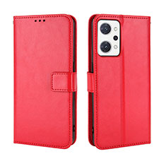 Funda de Cuero Cartera con Soporte Carcasa BY5 para Oppo Reno7 A Rojo