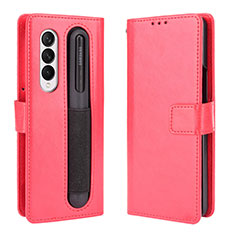 Funda de Cuero Cartera con Soporte Carcasa BY5 para Samsung Galaxy Z Fold3 5G Rojo