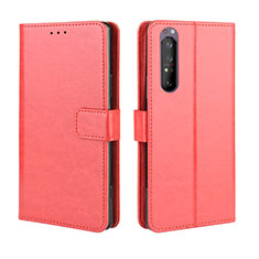 Funda de Cuero Cartera con Soporte Carcasa BY5 para Sony Xperia 1 II Rojo