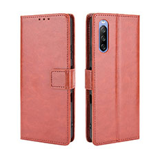 Funda de Cuero Cartera con Soporte Carcasa BY5 para Sony Xperia 10 III Marron