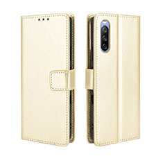 Funda de Cuero Cartera con Soporte Carcasa BY5 para Sony Xperia 10 III Oro