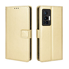 Funda de Cuero Cartera con Soporte Carcasa BY5 para Vivo X70 Pro 5G Oro