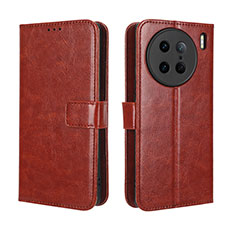 Funda de Cuero Cartera con Soporte Carcasa BY5 para Vivo X90 Pro 5G Marron