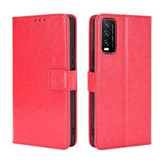 Funda de Cuero Cartera con Soporte Carcasa BY5 para Vivo Y12s Rojo