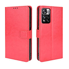 Funda de Cuero Cartera con Soporte Carcasa BY5 para Xiaomi Mi 11i 5G (2022) Rojo