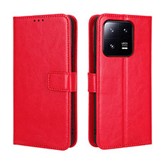 Funda de Cuero Cartera con Soporte Carcasa BY5 para Xiaomi Mi 13 5G Rojo