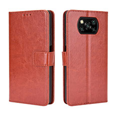 Funda de Cuero Cartera con Soporte Carcasa BY5 para Xiaomi Poco X3 Marron