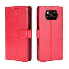 Funda de Cuero Cartera con Soporte Carcasa BY5 para Xiaomi Poco X3 Pro Rojo