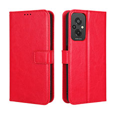 Funda de Cuero Cartera con Soporte Carcasa BY5 para Xiaomi Redmi 11 Prime 4G Rojo