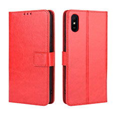 Funda de Cuero Cartera con Soporte Carcasa BY5 para Xiaomi Redmi 9A Rojo