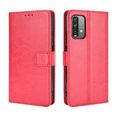 Funda de Cuero Cartera con Soporte Carcasa BY5 para Xiaomi Redmi 9T 4G Rojo