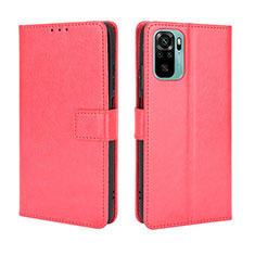 Funda de Cuero Cartera con Soporte Carcasa BY5 para Xiaomi Redmi Note 10 4G Rojo
