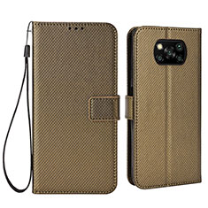 Funda de Cuero Cartera con Soporte Carcasa BY6 para Xiaomi Poco X3 NFC Marron