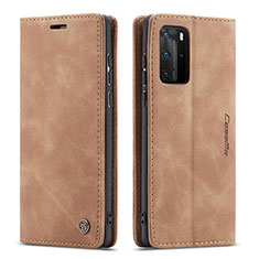 Funda de Cuero Cartera con Soporte Carcasa C01S para Huawei P40 Pro Marron Claro