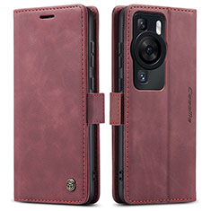 Funda de Cuero Cartera con Soporte Carcasa C01S para Huawei P60 Pro Rojo Rosa