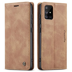 Funda de Cuero Cartera con Soporte Carcasa C01S para Samsung Galaxy A51 5G Marron Claro