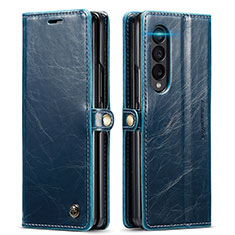 Funda de Cuero Cartera con Soporte Carcasa C01S para Samsung Galaxy Z Fold3 5G Azul