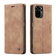 Funda de Cuero Cartera con Soporte Carcasa C01S para Xiaomi Redmi Note 10 4G Marron Claro