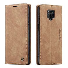 Funda de Cuero Cartera con Soporte Carcasa C01S para Xiaomi Redmi Note 9 Pro Marron Claro