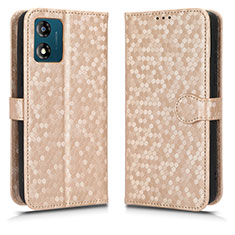 Funda de Cuero Cartera con Soporte Carcasa C01X para Motorola Moto E13 Oro