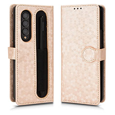 Funda de Cuero Cartera con Soporte Carcasa C01X para Samsung Galaxy Z Fold3 5G Oro