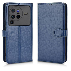 Funda de Cuero Cartera con Soporte Carcasa C01X para Vivo X80 Pro 5G Azul